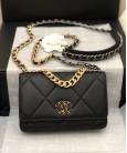 Клатч Сhan*l 19 Wallet on Chain Bag Black